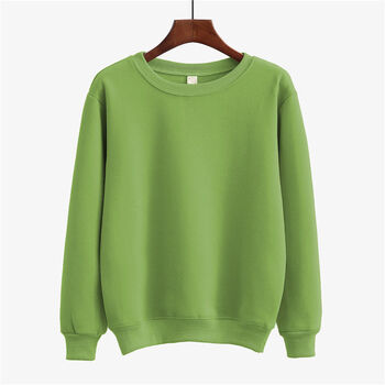 卫衣女ins火的慵懒风冬季无帽宽松色圆领上衣服时尚女装绿色纯色无