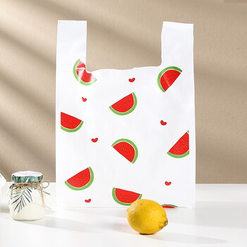 塑料袋 通用网红菠萝山竹牛油果图案外卖背心袋快餐外卖袋水果店商用