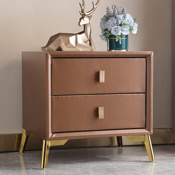 户型极简北欧卧室网红整装轻奢全实木柜实木床头柜卡其色轻奢款默认1