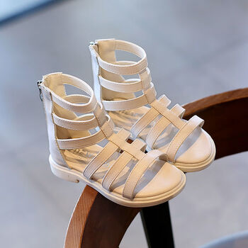 檀典女童凉鞋夏季儿童鞋小女孩韩版罗马鞋中大童时尚公主凉鞋米白色50