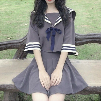宛杉奕女装新款潮jk裙子女学生韩版水手服学院风制服海军领短袖百褶