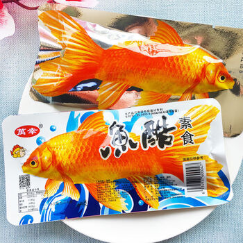 橙央吃货吃网红鱼酷素食辣条面筋调面制鱼形好吃怀旧辣条15包5包