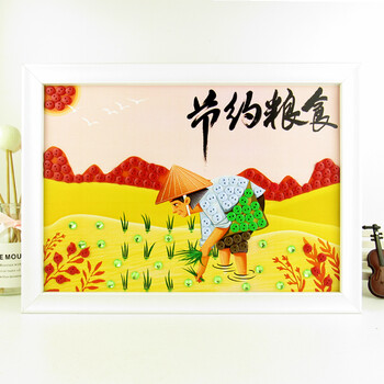 珍惜粮食节约用水消防战士主题儿童纽扣粘贴画diy材料幼儿园手工 节约