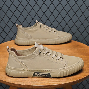 透气薄款单层布面夏季休闲鞋子布鞋男夏天男士潮流百搭板鞋卡其色41