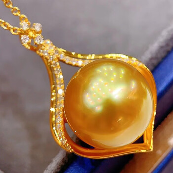 皇家矿工南洋金珍珠吊坠项链18k金镶嵌钻石轻奢时尚名媛气质锁骨链132