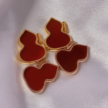 爱相约18k金红玛瑙葫芦项链彩金玫瑰金au750黄金吊坠女锁骨链大号 18k