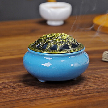 吾山堂香炉檀香炉陶瓷仿古香薰炉冰裂纹香炉熏香香道室内沉香檀香盘香