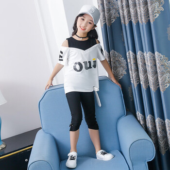 12岁小女孩夏天穿的露肩短袖t恤五分裤子两件套夏装新款韩版时尚可爱