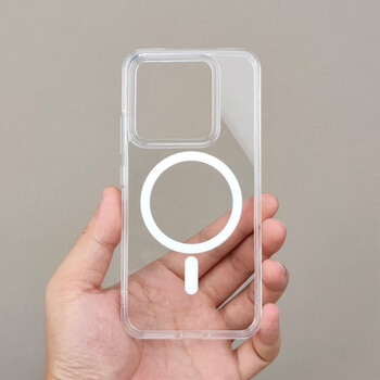 精岸磁吸防摔机甲壳适用小米14磨砂magsafe透明14pro手机保护壳软边