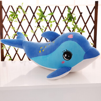 海豚公仔毛绒玩具布娃娃大号长条睡觉可爱玩偶儿童生日礼物女蓝色海豚