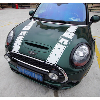 奢狼宝马迷你mini拉花改装车贴适用于个性创意引擎盖贴纸黑色