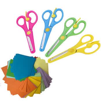 小幼儿园手工剪圆头防夹手直边剪纸安全剪刀小剪子颜色混搭颜色随机