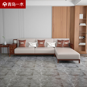 青岛一木沙发新中式实木沙发组合现代简约小户型布艺沙发新中式客厅储