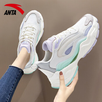 安踏(anta)女鞋夏季千禧休闲鞋女士新款复古老爹鞋潮透气网面跑步运动