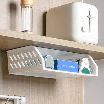 恒愎橱柜收纳盒宿舍桌面下悬挂置物架衣柜鞋柜壁挂收纳框白色