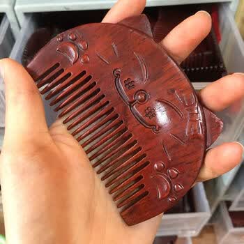 谭木匠印尼紫檀木梳子女家用随身可爱小兔子木梳密齿梳防静电檀木