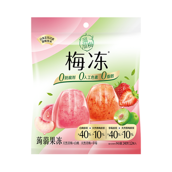 溜溜梅白桃+草莓双拼梅冻200g/袋 果冻0脂儿童健康休闲小包装零食 白桃&草莓味200g「0人工色素」
