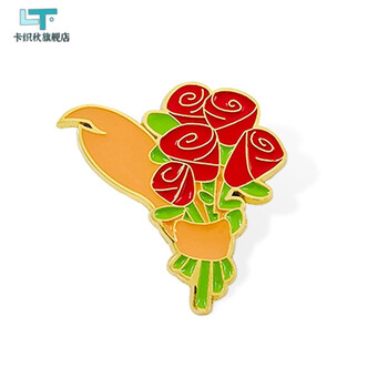 小王子联名玫瑰花周边系列生日礼物饰品可爱情侣金属徽章胸针 玫瑰花