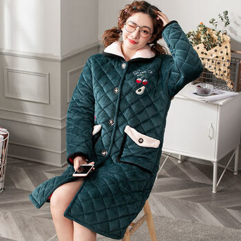 hkxn少女生三层夹棉睡衣女款冬装厚款棉袄冬季三层加厚加绒珊瑚绒加棉