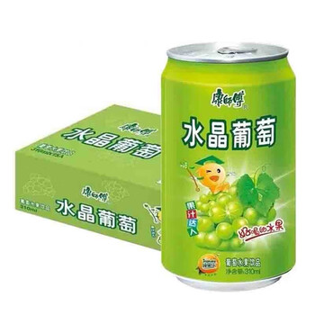 康师傅水晶葡萄310ml*24罐美味水果葡萄味饮料果汁饮品易拉罐装 水晶