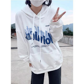 韩版复古字母卫衣女春秋薄款oversize学生高街潮牌ins慵懒风外套200m