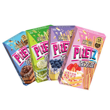 格力高glico双层百力滋巧克力味抹茶味儿童零食休闲零食全麦饼干 4盒