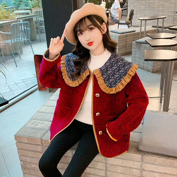 梵佳诺女童秋冬季加绒外套冬装新款中大童小女孩洋气公主保暖毛毛上衣