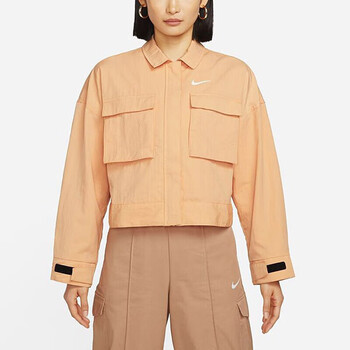 耐克nike外套女装秋季新款nike运动服工装上衣短款学生翻领夹克d62445