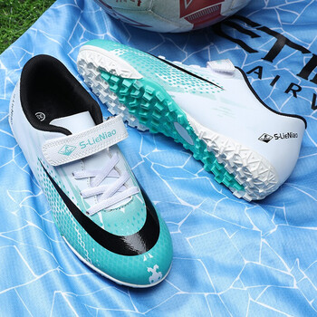 足球鞋儿童碎钉免系带魔术贴青少小学生男女童训练比赛球鞋平底碎底胶