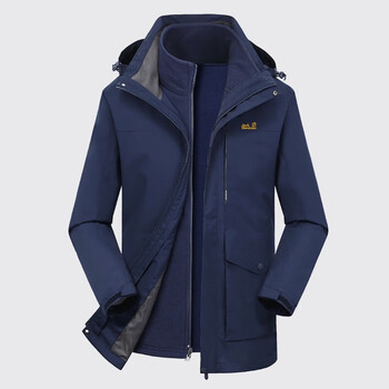 冲锋衣外套男女疯狂狼爪滑雪服秋冬季三合一防风防水登山服gotp 藏青