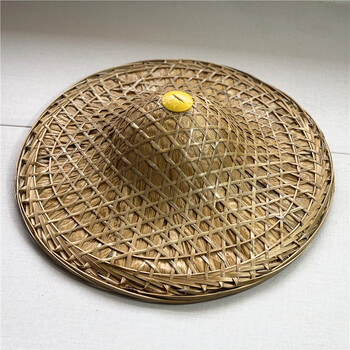 青衣麻相手工竹编斗笠防雨遮阳帽草帽男大沿钓鱼帽子灯罩装饰舞台表演