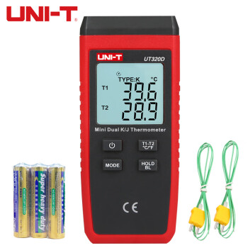 优利德（UNI-T）UT320D 迷你热电偶测温仪工业双通道温度表接触式表面电子温度计
