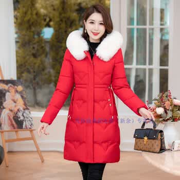 保暖秋冬季矮个子女生羽绒服女中长款小个子收腰外套女士冬装红色l