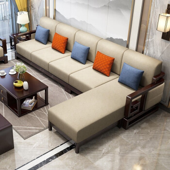 嘉际沙发新中式实木沙发组合科技布艺仿现代中式大户型客厅家具独立