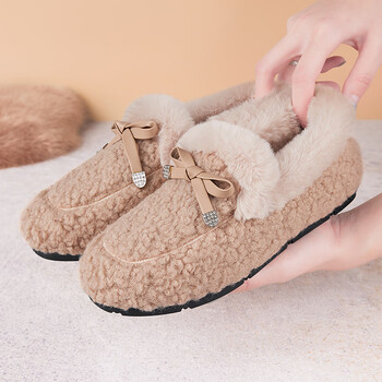 名品天成棉鞋女冬加绒保暖平底防滑妈妈一脚蹬老北京女士毛毛鞋豆豆棉
