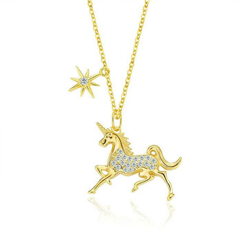 贵如玉独角兽项链金银追星女饰品礼物镀金项链女锁骨链网红挂坠默认