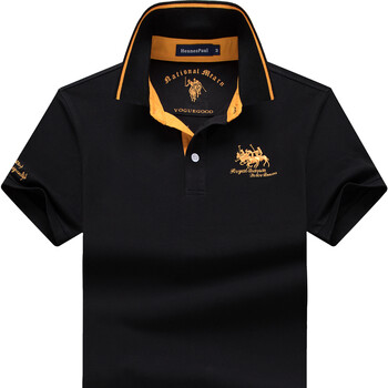 圣大保罗保罗贵族男装夏季高档休闲翻领短袖t恤男宽松大码纯棉体恤男