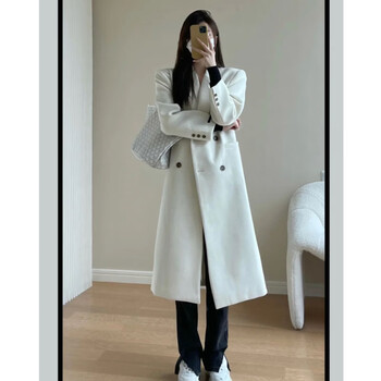 大衣女秋冬毛呢外套2022年新款赫本风小个子高级冬季奶白色不起球不