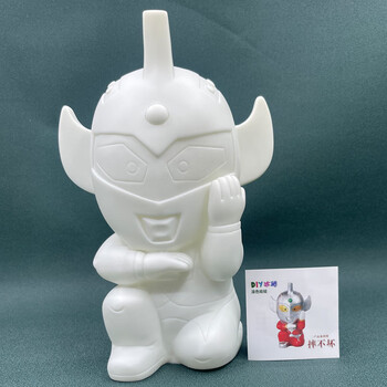 涂色搪胶泡玛特手工diy白胚颜料彩绘存钱罐 奥特曼e款泰罗22cm 礼包