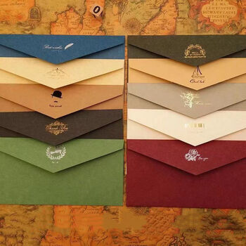 尤柯鸟 【信封】复古烫金信封简约西式复古贺卡邀请函韩版信纸 随机