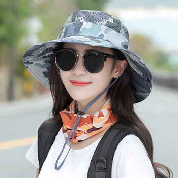 蓓莉卡遮阳帽女夏季帽子迷彩大檐遮阳帽户外登山防晒太阳帽女士旅游