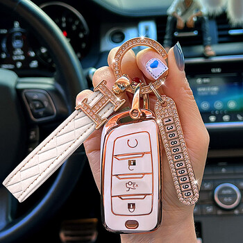 cs55/cs35plus/cs85睿骋cc钥匙包套 长安d款【象牙白 h钻扣 号码牌】