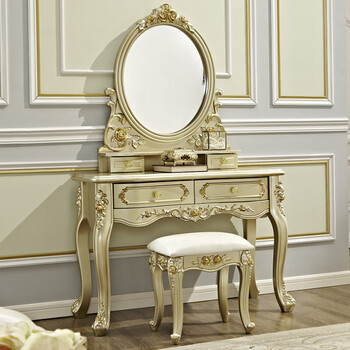 梳妆台欧式卧室公主小简欧白色轻奢现代法式化妆桌 0.