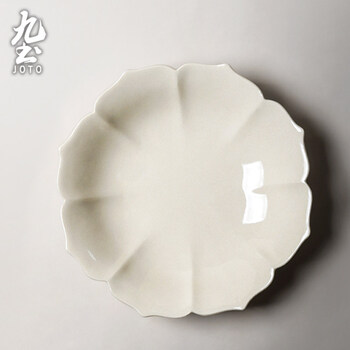 九土草木灰釉手工餐具陶瓷花口盘花瓣菜盘水果沙拉餐盘家用食器大号盘 图片价格品牌报价 京东