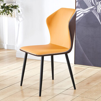 北欧家用椅子现代简约靠背凳子网红餐厅科技布餐椅酒店客房接待椅 桔