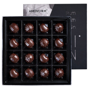 魔吻（AMOVO）纯黑酒心巧克力情人节新年礼物糖果生日年货送男友女友 16粒酒心巧克力