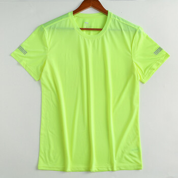 夏季运动速干t恤男士户外跑步休闲短袖宽松健身服短袖荧光绿l