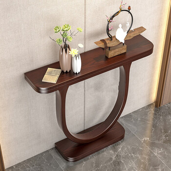 60新中式玄关台半圆玄关桌条案走廊玄关台禅意玄关柜窄边靠墙长条