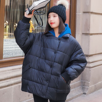 闲物加肥加大码羽绒服女200斤显瘦短款胖妹妹女韩版宽松冬季学生经典