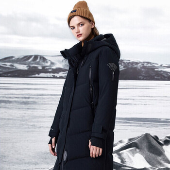 波司登羽绒服 b90142828l 高端户外女中长款 黑藏青 175/96a